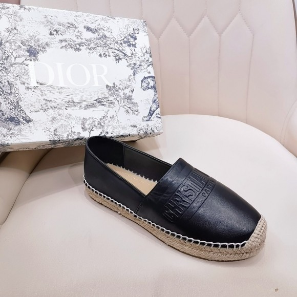 D*or granville espadrilles in black embossed lambskin