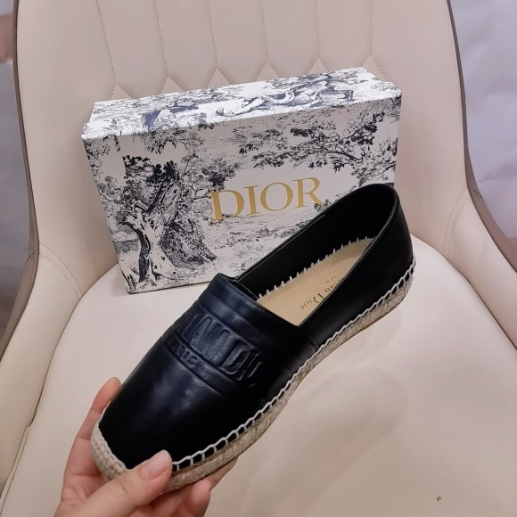 D*or granville espadrilles in black embossed lambskin