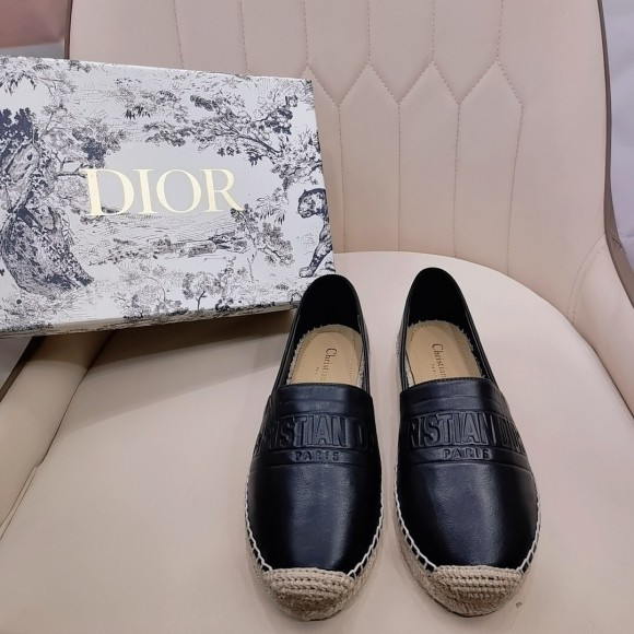 D*or granville espadrilles in black embossed lambskin