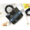 Dior Lady D-Lite Medium Bag In Black Pixel Zodiac Embroidery