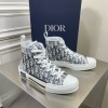 Dior Men's B23 High-top Sneakers In White and Black Oblique Canvas