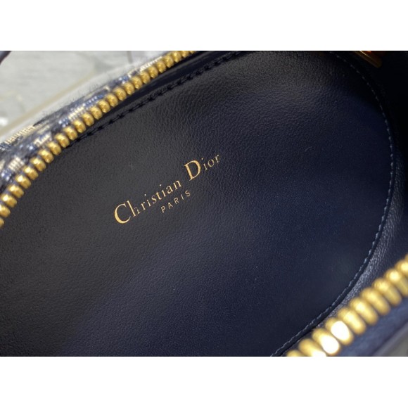 D*or cd signature oval camera bag in blue D*or oblique jacquard