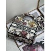 Dior Lady D-Lite Medium Bag In White Jardin Botanique Embroidery