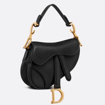 Dior Saddle Micro Bag In Black Goatskin Dior Saddle Micro Bag In Black Goatskin