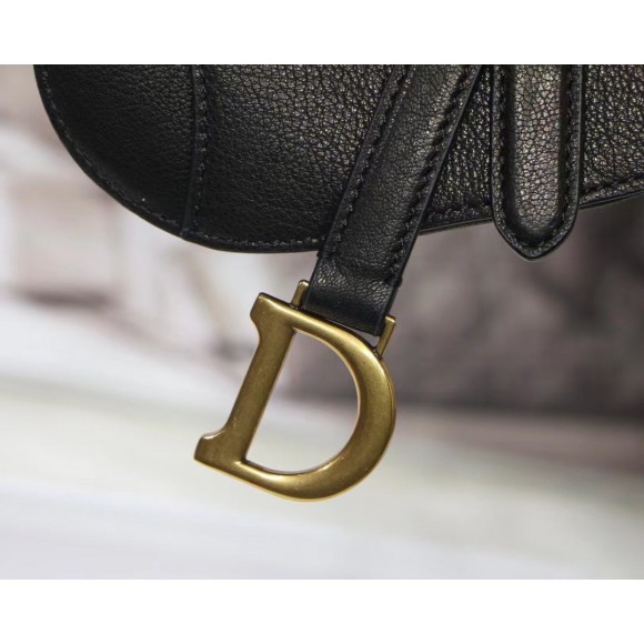 D*or saddle micro bag in black goatskin