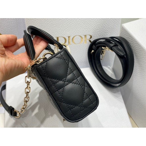 D*or lady d-joy micro bag in black cannage lambskin