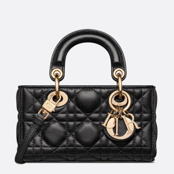 D*or lady d-joy micro bag in black cannage lambskin