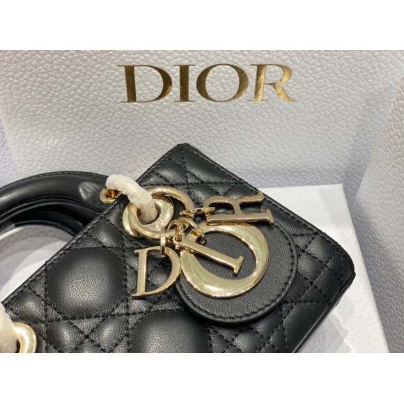 D*or lady d-joy micro bag in black cannage lambskin