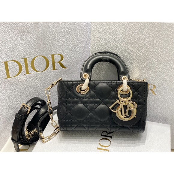 D*or lady d-joy micro bag in black cannage lambskin