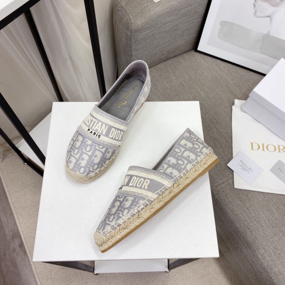 D*or granville espadrilles in grey oblique embroidered cotton