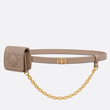 Dior Caro 15MM Belt with Removable Pouch in Beige Calfskin Dior Caro 15MM Belt with Removable Pouch in Beige Calfskin