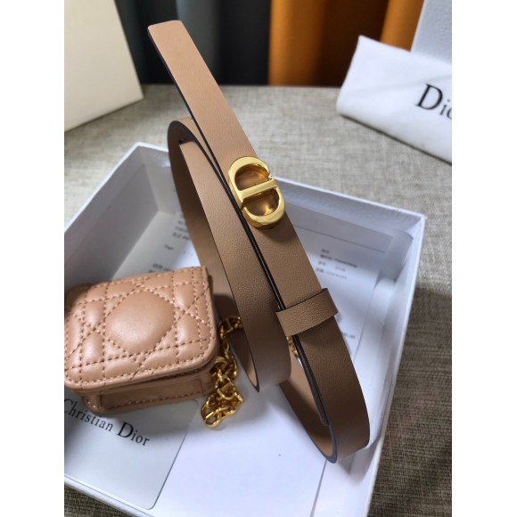 D*or caro 15mm belt with removable pouch in beige calfskin