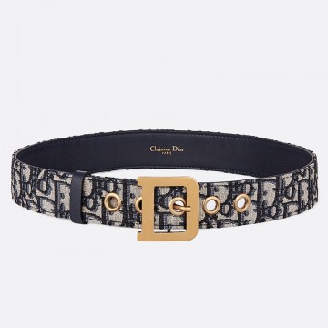 Dior Diorquake 35MM Belt In Blue Oblique Canvas Dior Diorquake 35MM Belt In Blue Oblique Canvas