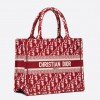 Dior Small Book Tote Bag In Burgundy Dior Oblique Embroidery