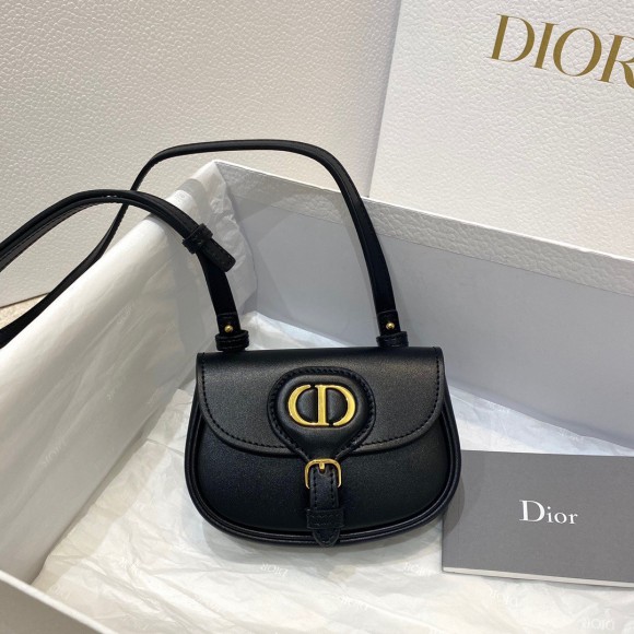 D*or bobby micro bag in black box calfskin