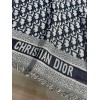 Dior D-Oblique Shawl in Navy Blue Wool and Cotton