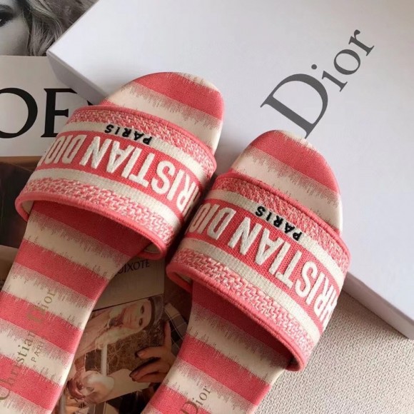 D*or dway slides in pink d-stripes embroidered cotton