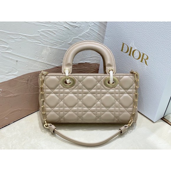 D*or lady d-joy small bag in hazelnut cannage lambskin