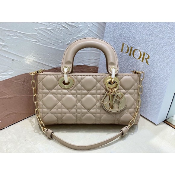 D*or lady d-joy small bag in hazelnut cannage lambskin