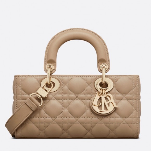 D*or lady d-joy small bag in hazelnut cannage lambskin