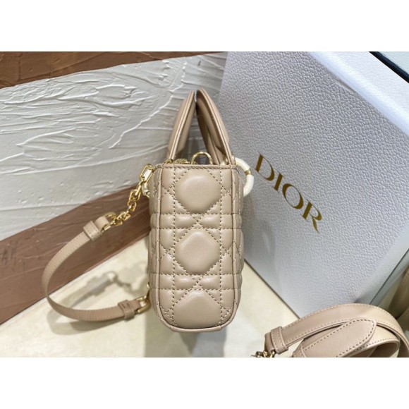 D*or lady d-joy small bag in hazelnut cannage lambskin