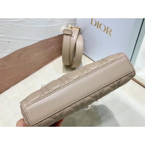 D*or lady d-joy small bag in hazelnut cannage lambskin