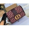 Dior 30 Montaigne Medium Bag In Bordeaux Dior Oblique Jacquard