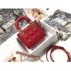 Dior Lady Dior Mini Bag with Chain in Red Cannage Lambskin