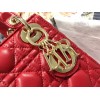 Dior Lady Dior Mini Bag with Chain in Red Cannage Lambskin