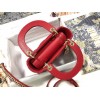 Dior Lady Dior Mini Bag with Chain in Red Cannage Lambskin