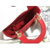 Dior Lady Dior Mini Bag with Chain in Red Cannage Lambskin