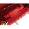 Dior Lady Dior Mini Bag with Chain in Red Cannage Lambskin