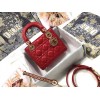 Dior Lady Dior Mini Bag with Chain in Red Cannage Lambskin