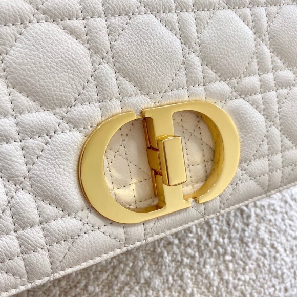 D*or caro medium bag in white cannage calfskin