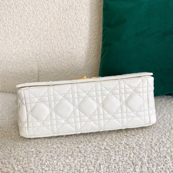 D*or caro medium bag in white cannage calfskin