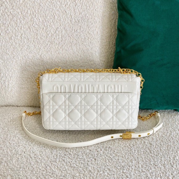 D*or caro medium bag in white cannage calfskin