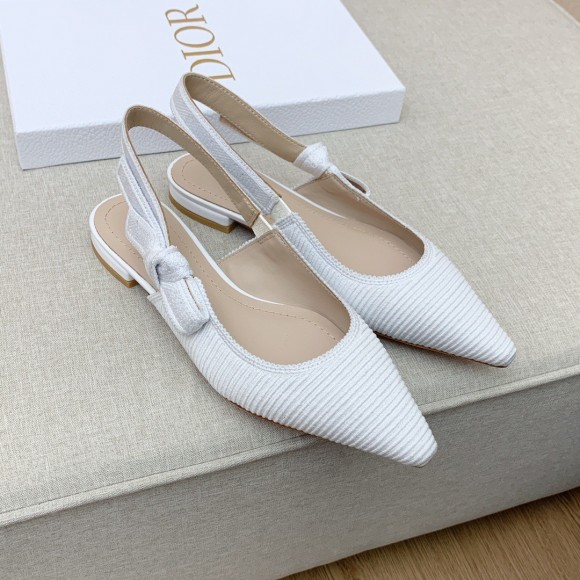 D*or j'aD*or slingback ballerina flats in white technical canvas