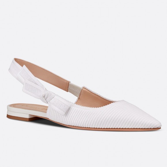 D*or j'aD*or slingback ballerina flats in white technical canvas