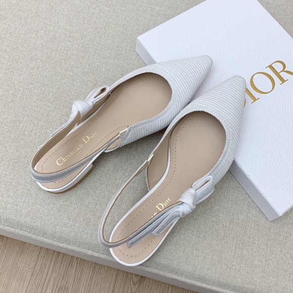 D*or j'aD*or slingback ballerina flats in white technical canvas