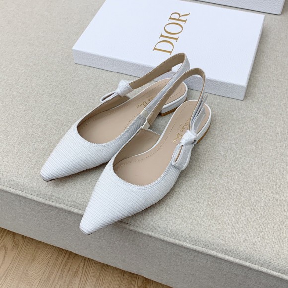 D*or j'aD*or slingback ballerina flats in white technical canvas