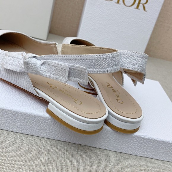 D*or j'aD*or slingback ballerina flats in white technical canvas