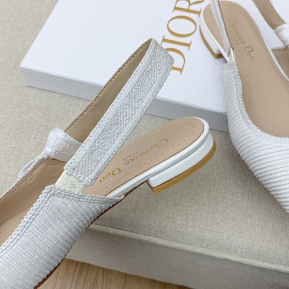 D*or j'aD*or slingback ballerina flats in white technical canvas