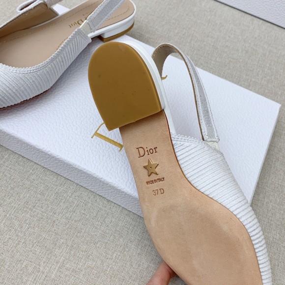 D*or j'aD*or slingback ballerina flats in white technical canvas