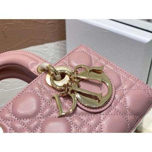 Dior Lady D-Joy Small Bag In Peony Pink Cannage Lambskin