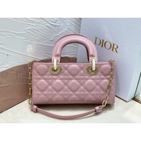 D*or lady d-joy small bag in peony pink cannage lambskin