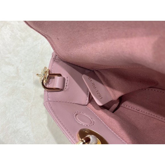 D*or lady d-joy small bag in peony pink cannage lambskin