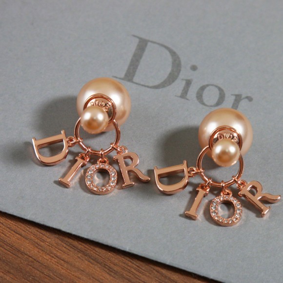 D*or tribales earrings in rose gold metal pearls and crystals