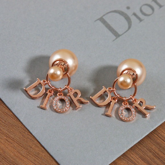 D*or tribales earrings in rose gold metal pearls and crystals