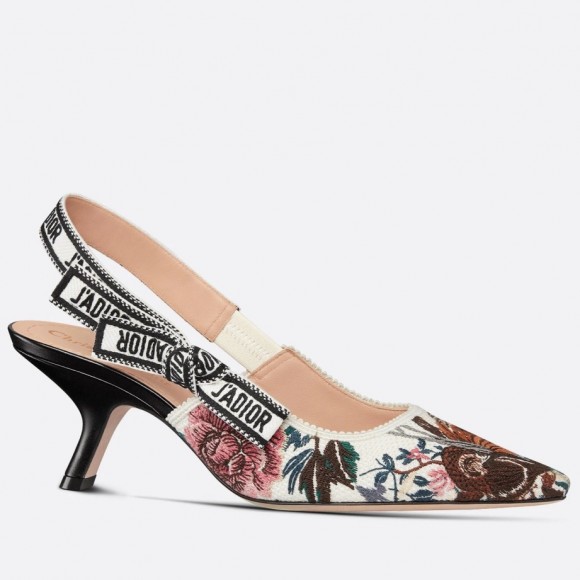 D*or j'aD*or slingback pumps 65mm in jardin d'hiver embroidered cotton