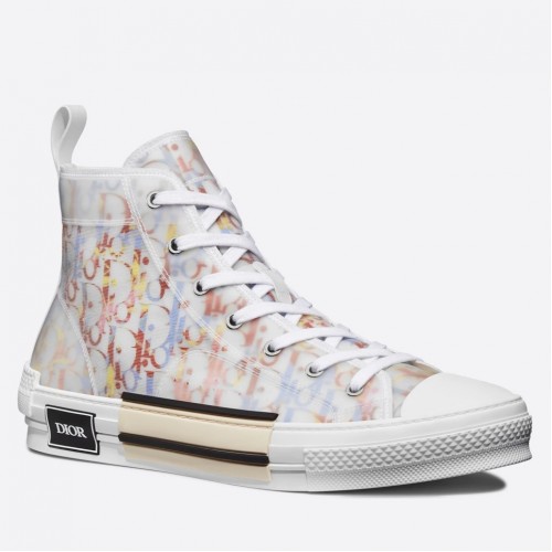 Dior Men's B23 High-top Sneakers In Multicolour Oblique Canvas